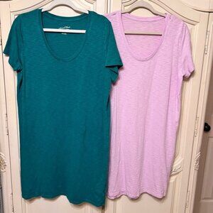 Universal Thread Set of 2 Cotton Mini Dresses, Large, Pink/Purple and Green